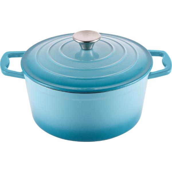 Steelex Round Cast Iron Casserole 2.7L 20cm Teal