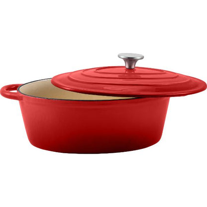 Steelex Oval Cast Iron Casserole 30cm Red