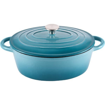 Steelex Oval Cast Iron Casserole 30cm Teal