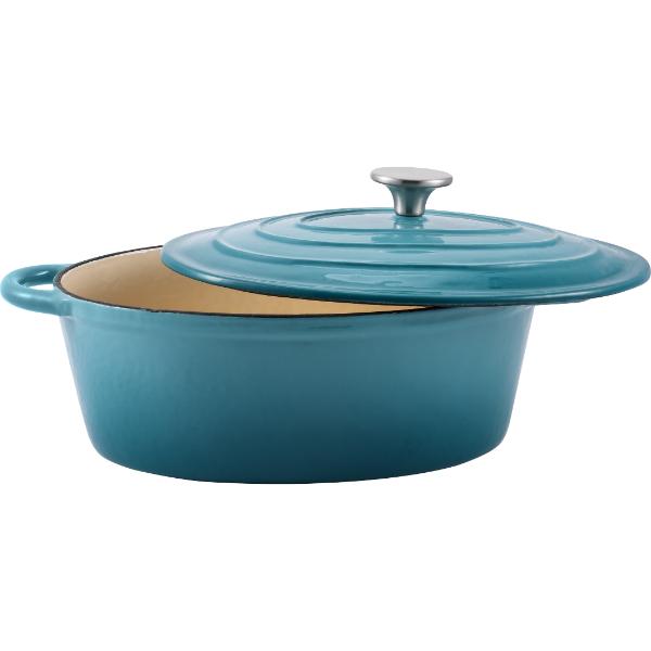 Steelex Oval Cast Iron Casserole 30cm Teal