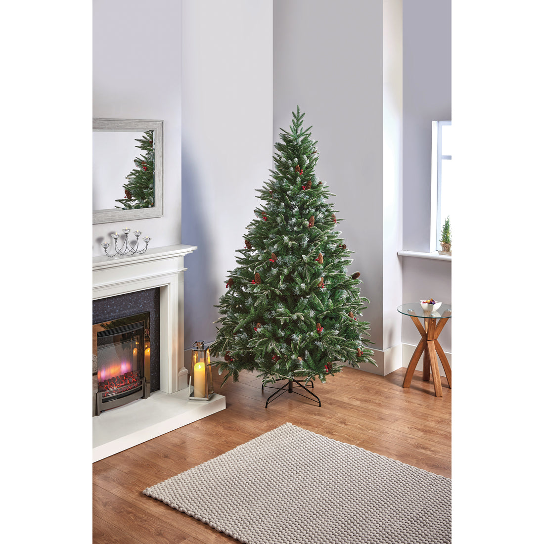 Premier Decorations Frosted Spruce Berry And Cone Christmas Tree 7Ft 2.1M