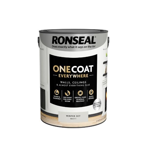 Ronseal One Coat Everywhere Paint Winter Sky Matt 5L