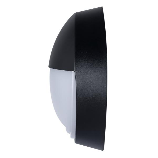 Luceco Eco Round Bulkhead Eyelid PIR IP54 400 Lumens 10 Watt 4000k Supplied Black &amp; White Trim