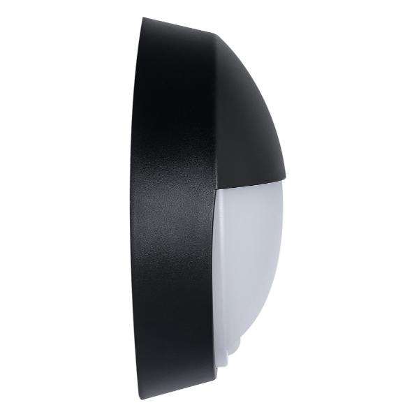 Luceco Eco Round Bulkhead Eyelid PIR IP54 400 Lumens 10 Watt 4000k Supplied Black &amp; White Trim