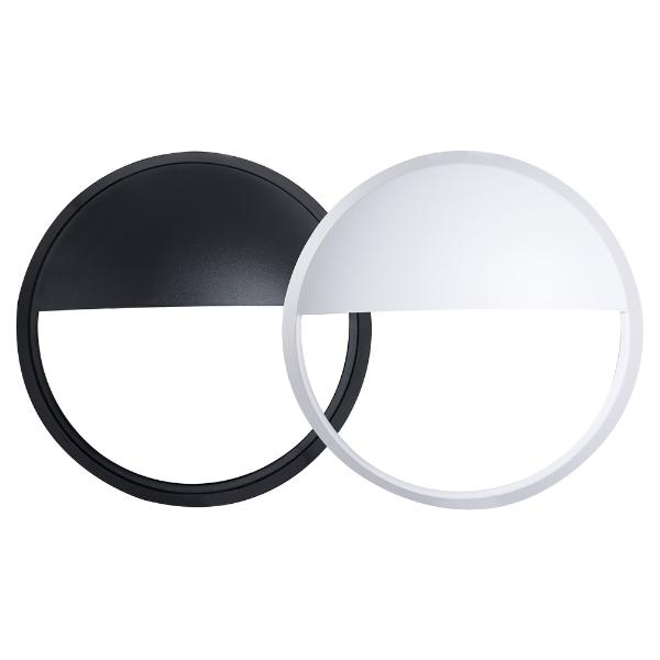 Luceco Eco Round Bulkhead Eyelid PIR IP54 400 Lumens 10 Watt 4000k Supplied Black &amp; White Trim