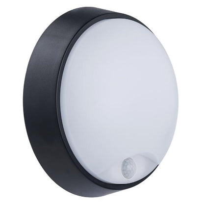 Luceco Eco Round Bulkhead PIR  IP54 700 Lumens 10 Watt 4000k Supplied Black &amp; White trim