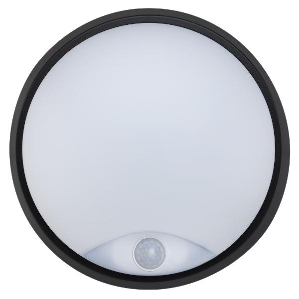 Luceco Eco Round Bulkhead PIR  IP54 700 Lumens 10 Watt 4000k Supplied Black &amp; White trim