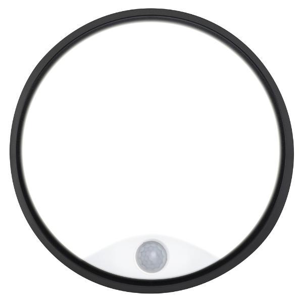 Luceco Eco Round Bulkhead PIR  IP54 700 Lumens 10 Watt 4000k Supplied Black &amp; White trim