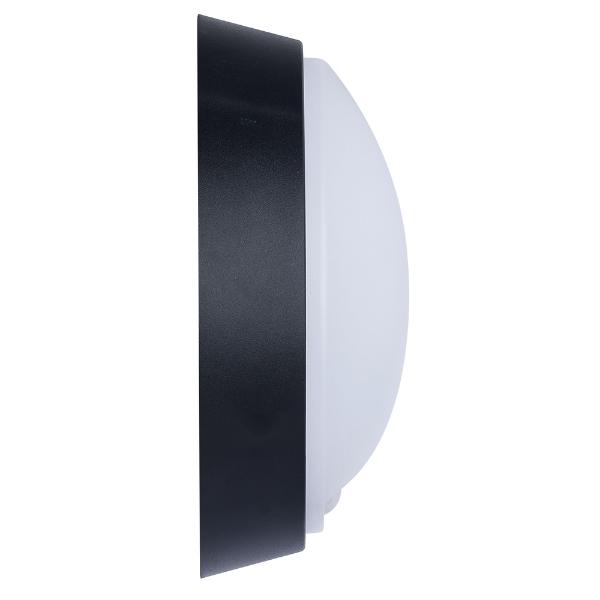 Luceco Eco Round Bulkhead PIR  IP54 700 Lumens 10 Watt 4000k Supplied Black &amp; White trim