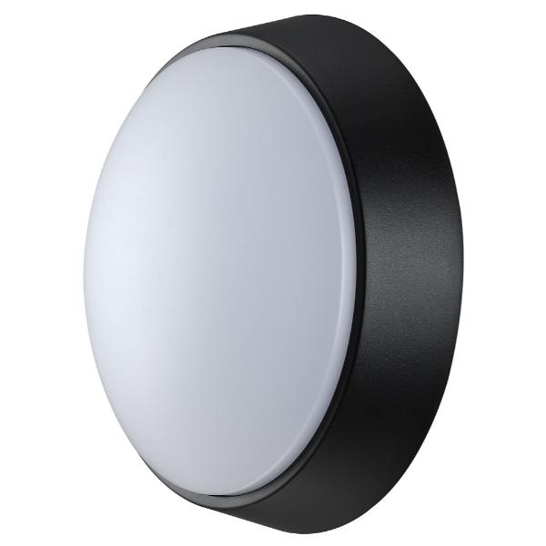 Luceco Eco Round Bulkhead IP54 700 Lumens 10 Watt 4000k Supplied Black &amp; White Trim