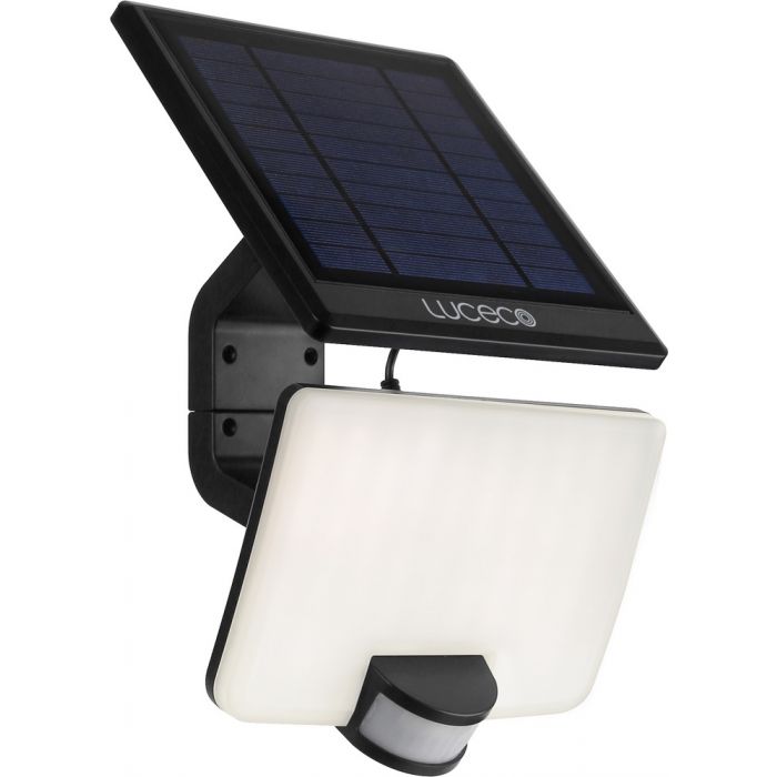 Luceco Solar Floodlight 8 Watt 800 Lumens With PIR And Detachable Solar Panel 4000k