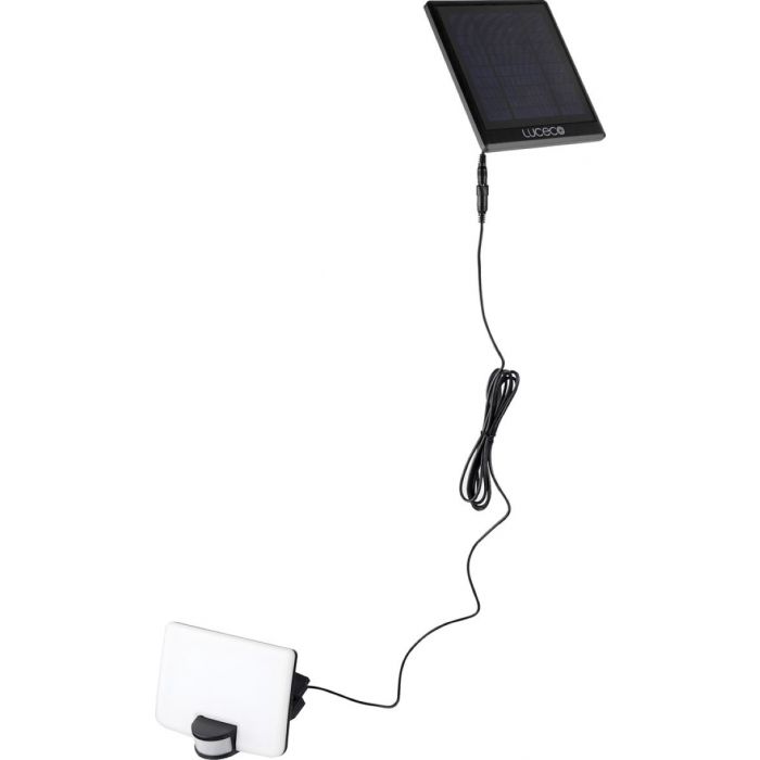 Luceco Solar Floodlight 8 Watt 800 Lumens With PIR And Detachable Solar Panel 4000k