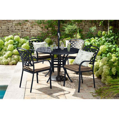 Berkeley Bronze Aluminium 4 Seater Round Outdoor Furniture Set with 2.5M Parasol