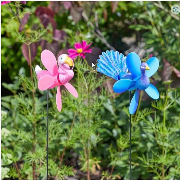 Smart Garden Décor Flamingo &amp; Peacock Looney Stake