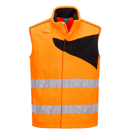 Portwest PW231 Hi- Vis Fleece Bodywarmer XXL Orange Black