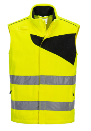 Portwest PW231 Hi- Vis Fleece Bodywarmer Yellow Black