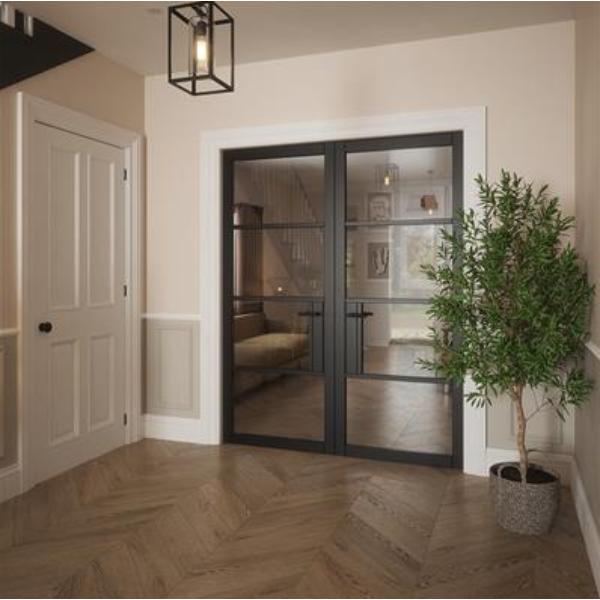 Indoors Portland 4 Lite Clear Glazed Door Black