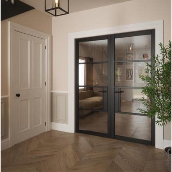 Indoors Portland 4 Lite Clear Glazed Door Black