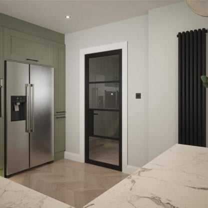 Indoors Portland 4 Lite Clear Glazed Door Black