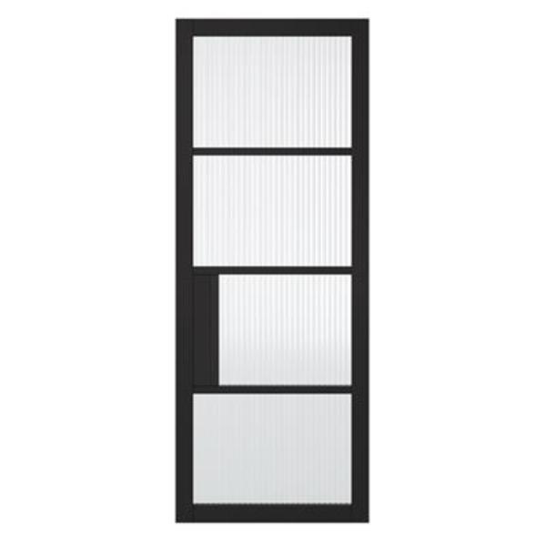 Indoors Portland 4 Lite Reeded Glazed Door Black