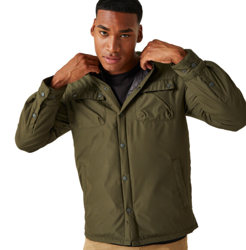 Regatta Vinca Shacket Mens Quilted Jacket Dark Khaki