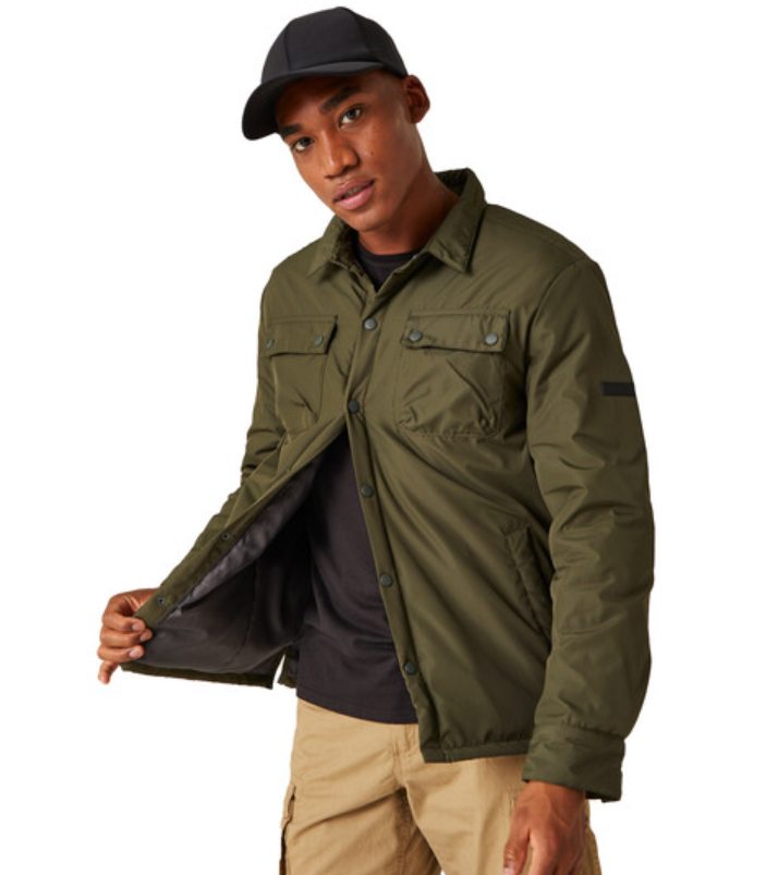 Regatta Vinca Shacket Mens Quilted Jacket Dark Khaki