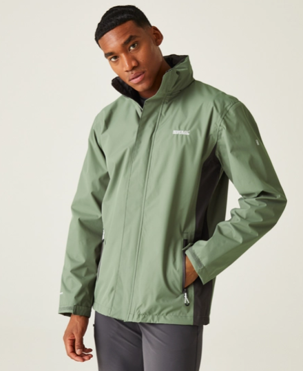 Regatta Matt Mens Waterproof Shell Jacket  Agave Green/Ash