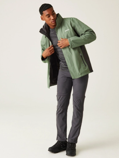 Regatta Matt Mens Waterproof Shell Jacket  Agave Green/Ash