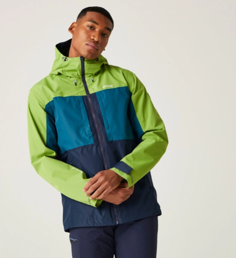 Regatta Maland Mens Waterproof Shell Jacket Piquant Green/Moroccan Blue