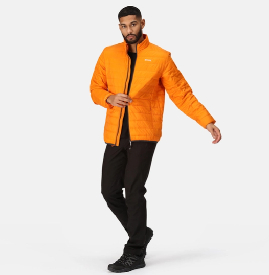 Regatta Hillpack Mens Baffled/Quilted Jacket Orange Pep/Burnt Copper