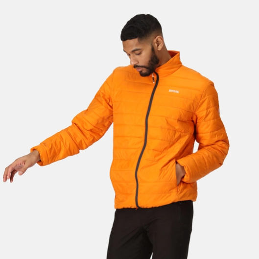 Regatta Hillpack Mens Baffled/Quilted Jacket Orange Pep/Burnt Copper