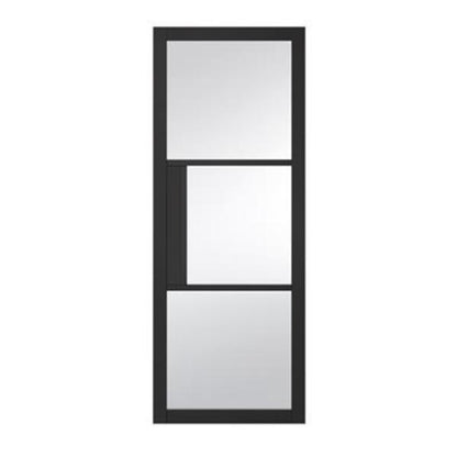 Indoors Seattle 3 Lite Clear Glazed Door Black